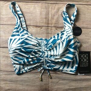 NWT Coco Reef‎ Women's Elevate Palm-Print Shirred Bikini Top